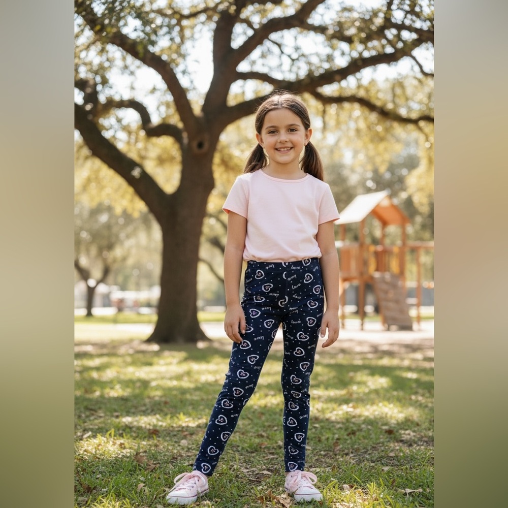 Heart and Love Print Kids Leggings